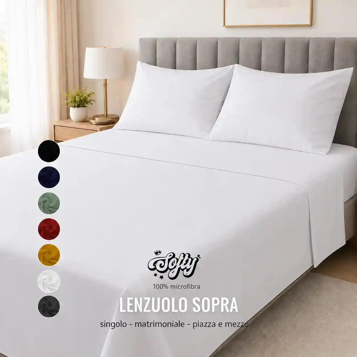 lenzuolo sopra microfibra monocolore