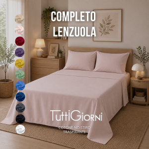 Completo Lenzuola in Cotone No Stiro – Linea TuttiGiorni