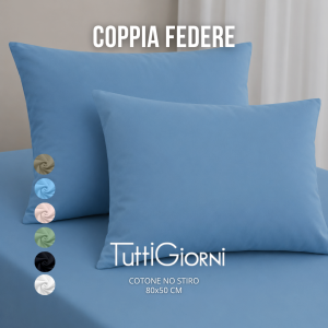 Coppia Federe in Cotone No Stiro 50×80 cm – Linea Tuttigiorni