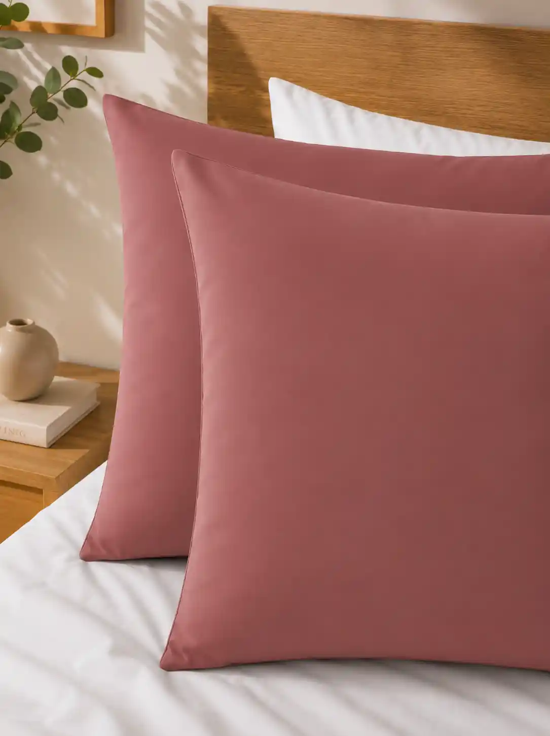 Coppia cuscini federe bordeaux microfibra no stiro