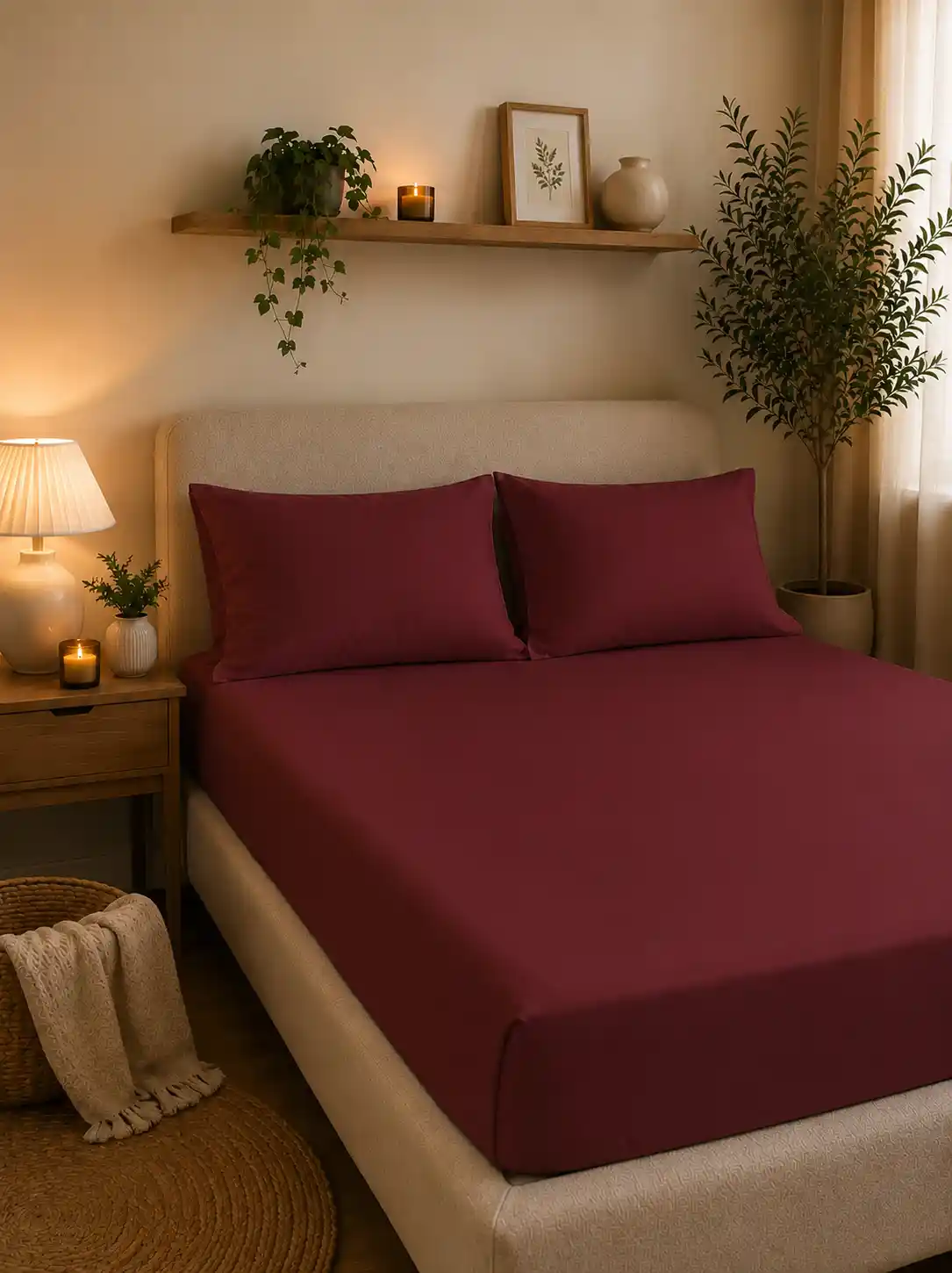 letto matrimoniale bordeaux cotone pregiato