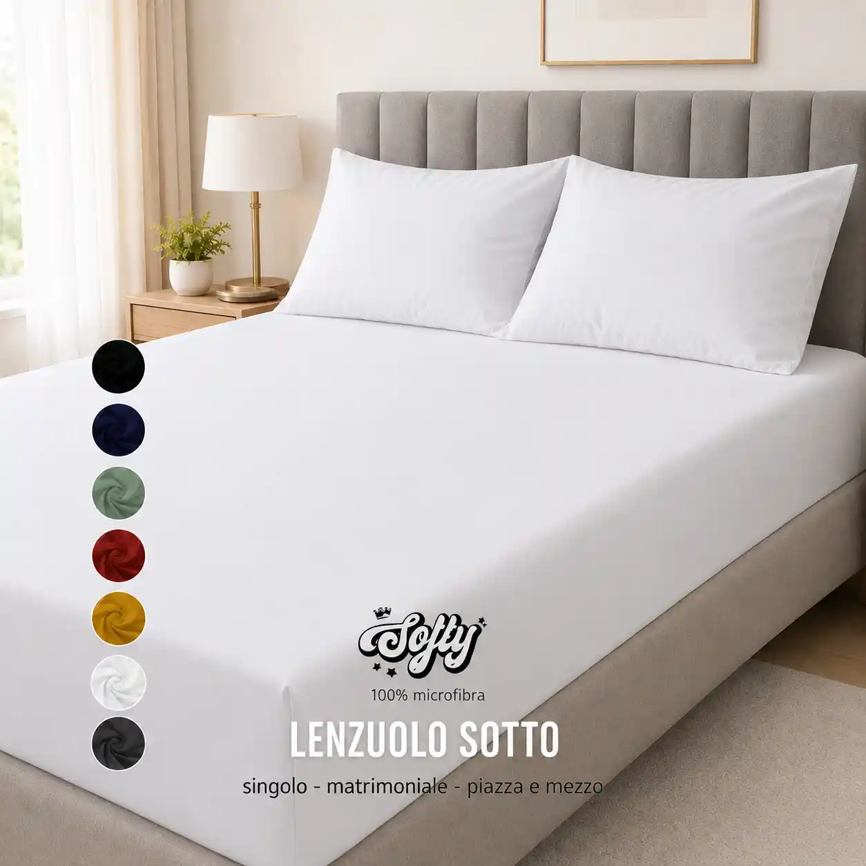 lenzuolo sotto con angoli cotone pregiato monocolore