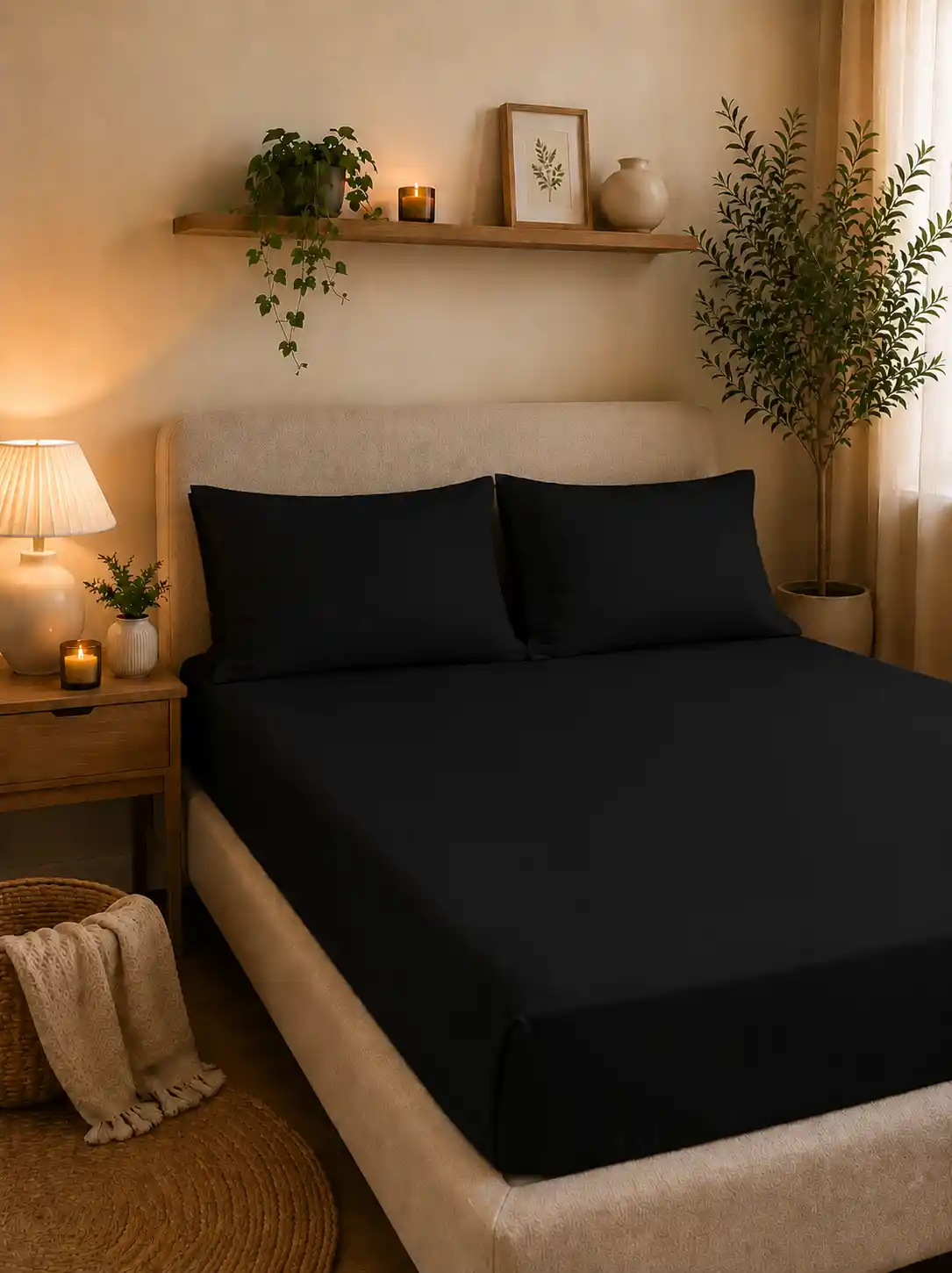 letto matrimoniale lenzuolo sotto cotone pregiato nero