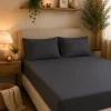 letto matrimoniale lenzuolo di sotto antracite cotone premium