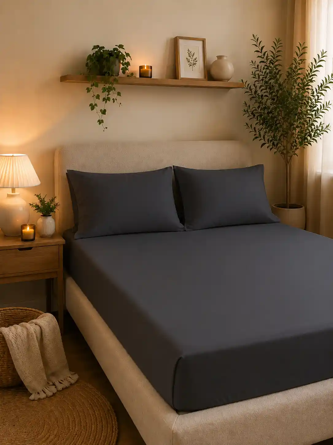 letto matrimoniale lenzuolo di sotto antracite cotone premium