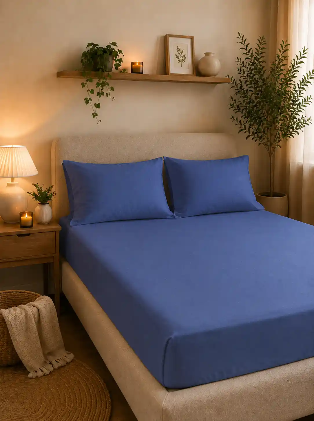 letto matrimoniale blu cotone pregiato