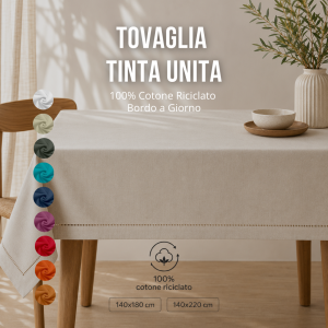 Tovaglia 100% Cotone Riciclato – Tinta Unita