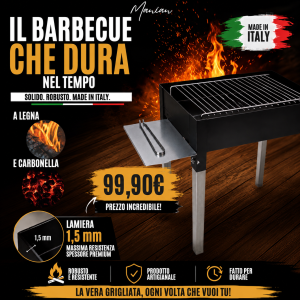 Barbecue artigianale a legna e carbonella con griglia