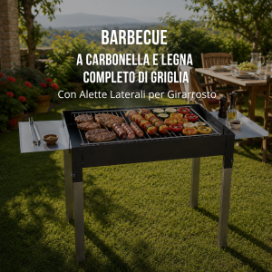 Barbecue artigianale a legna e carbonella con griglia