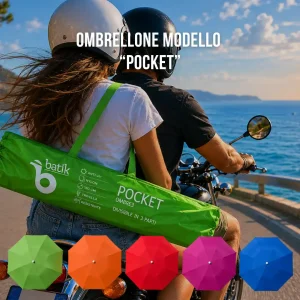 Ombrellone Mare Pocket Salvaspazio Divisibile in 3 Parti – Con Sacca Compatta