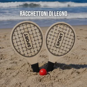 Set Racchettoni in Legno con Pallina 
