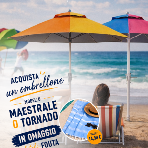 Ombrellone Mare Maestrale / Tornado 220 cm – Palo in Ferro o Alluminio con Trivella