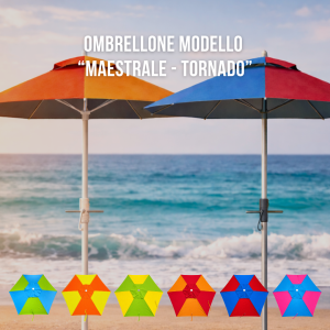Ombrellone Mare Maestrale / Tornado 220 cm – Palo in Ferro o Alluminio con Trivella