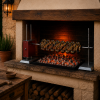 anguille allo spiedo in girarrosto nel barbecue all'aperto