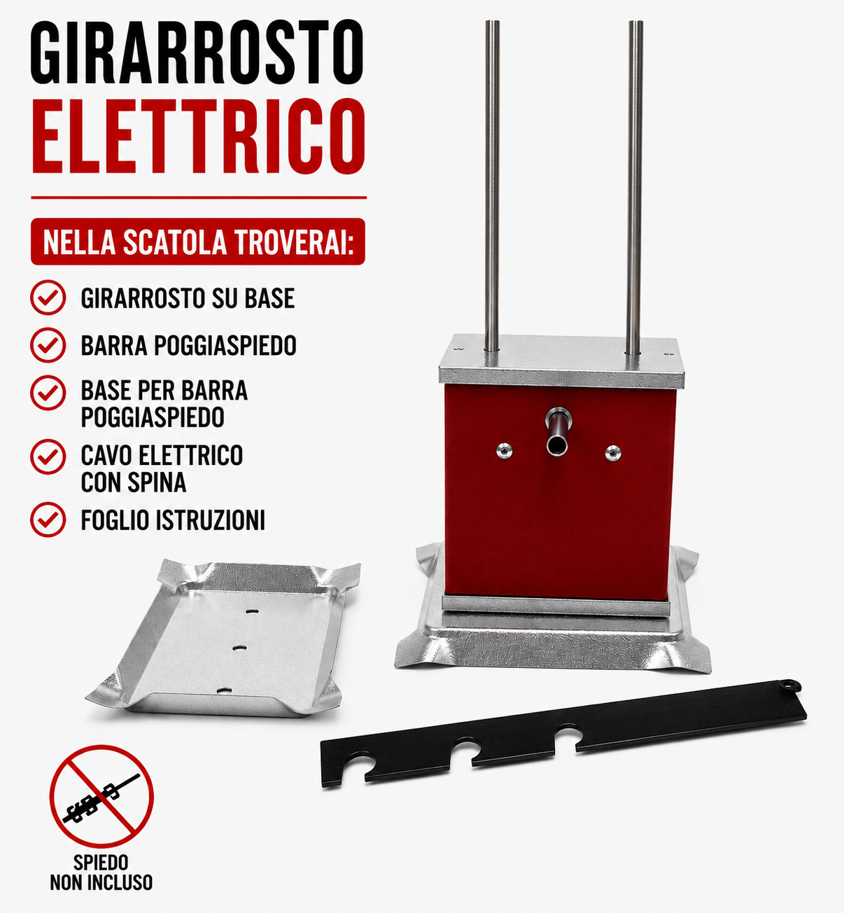 girarrosto elettrico con poggiaspiedo