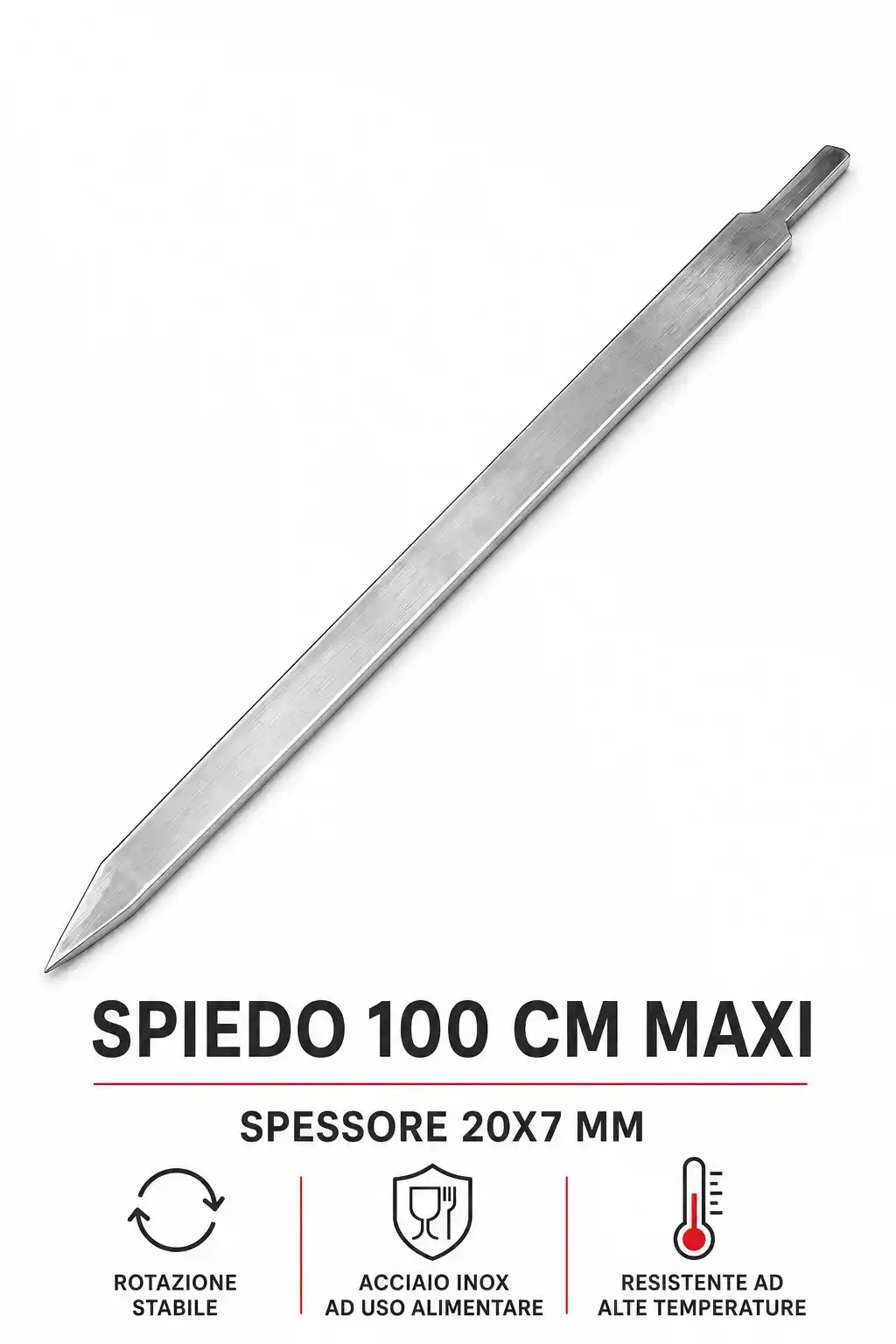 spiedo per girarrosto maxi 100 cm di lunghezza