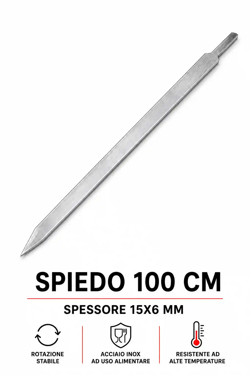 spiedo per girarrosto 100 cm di lunghezza