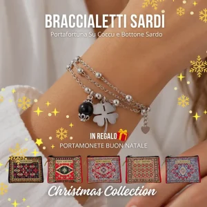 Braccialetti Sardi Su Coccu e Bottone Sardo in Acciaio Nickel Free – Portamonete in Regalo | Christmas Collection