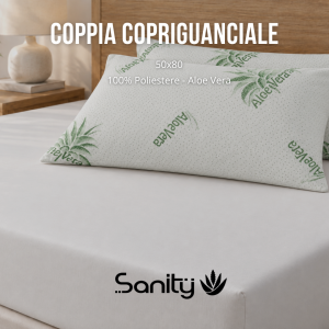 Coppia Copriguanciale Aloe Vera Aloe Sanity – Anallergico, Traspirante, Elasticizzato | 2 pezzi 50x80cm