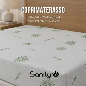 Coprimaterasso Aloe Vera Aloe Sanity – Anallergico, Traspirante, Elasticizzato | Singolo e Matrimoniale