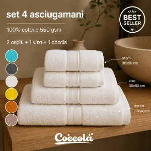 Linea Coccola - Asciugamani Bagno - Set 4 pezzi