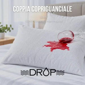 Coppia Copriguanciale Drop – Impermeabile ed Elasticizzato | 2 pezzi 50x80cm
